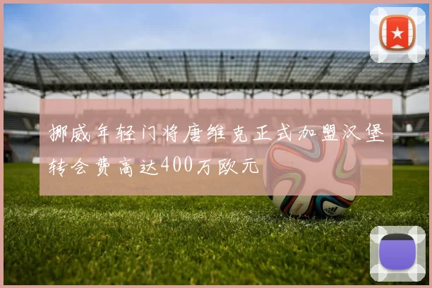 挪威年轻门将唐维克正式加盟汉堡转会费高达400万欧元